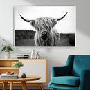 Highland Cow Wall Art | Black and White Farmhouse Decor |