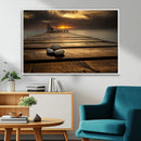 Stones on Wooden Pier at Sunset Canvas Print, Serene Coastal by MyGreatCanvas | Canvas Wall Art Prints | Photo Prints & Wall Decor