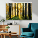 Sunlit Forest Wall Art Canvas Print – Large Framed Woodland