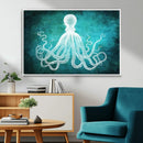 Green Octopus Abstract Wall Art Canvas Print