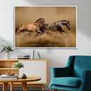 Large Wall Art Canvas Print – Two Running Brown Horses