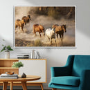 Large Wall Art 5 Horses Running on Sand Canvas Print