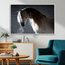 Large Wall Art Cream Colored Horse on Grey Background Canvas