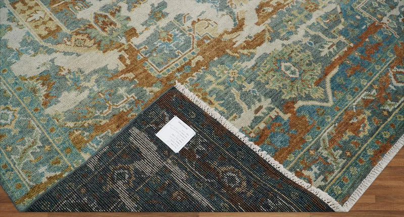 7' 10''x10' 1'' Hand Knotted LoomBloom Muted Turkish Oushak 100% Wool Transitional Oriental Area Rug Beige, Rust Color