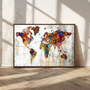 Vintage World Map Canvas Wall Art Print, Warm Tone Global