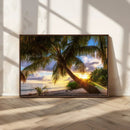 Tropical Island Sunset on the Beach Palms Wall Art Canvas by MyGreatCanvas | Canvas Wall Art Prints | Photo Prints & Wall Decor