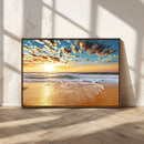 Golden Sunset Beach Print Canvas Wall Art, Giclee Canvas