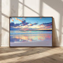 Tranquil Pastel Sunset Beach Triptych Canvas Art, Soothing
