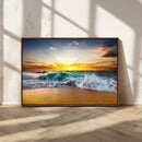Golden Sunset Ocean Waves Wall Art Canvas Print – Multi