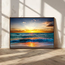 Vibrant Ocean Sunrise Over Golden Beach Waves, Giclee Canvas by MyGreatCanvas | Canvas Wall Art Prints | Photo Prints & Wall Decor