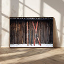 Vintage Ski Gear Canvas Print, Vintage Ski Gear Against