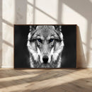Black and White Wild Wolf Wall Art Canvas Print