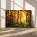 Sunlight Through Trees Wall Art Canvas Print - Autumn Forest
