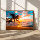 Palm Tree Sunset On The Beach Wall Art Canvas, Framed Palm by MyGreatCanvas | Canvas Wall Art Prints | Photo Prints & Wall Decor
