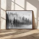 Foggy Misty Forest Canvas Wall Art – Black and White