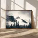 Large Foggy Mountain Forest Wall Art Canvas Print | Misty