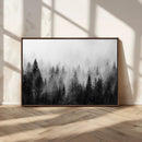Foggy Black and White Forest Canvas Wall Art, 3 Panel Misty