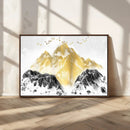 Golden Mountain Triptych Wall Art Canvas Print, Modern