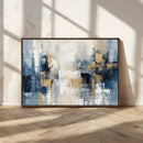 Modern Abstract Canvas Wall Art in Blue and Gold Tones |