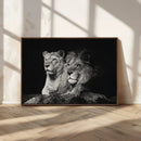 Lion Couple Wall Art Canvas Print – Elegant Black and White