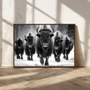 American Bison Art | Buffalo Herd Wall Art Canvas Print, BW