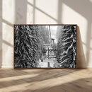 Winter Ski Lift Black and White Canvas Wall Art – Alpine