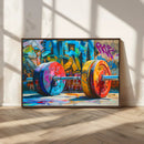 Fitness Gym Barbell Graffiti Wall Art Canvas Print