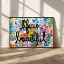 Life Beautiful Art Print - Banksy Graffiti Wall Art Canvas by MyGreatCanvas | Canvas Wall Art Prints | Photo Prints & Wall Decor