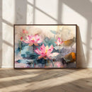 Lotus Flower Wall Art | 3-Panel Giclee Canvas Print of Pink