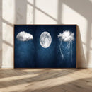 Dark Blue Cloud Art, 3 Piece Indigo Blue Wall Art, Aesthetic