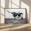 Texas Black White Highland Longhorn Cow Wall Art Canvas by MyGreatCanvas | Canvas Wall Art Prints | Photo Prints & Wall Decor
