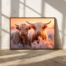 Highland Cows at Sunrise Wall Art Canvas Set – Serene and by MyGreatCanvas | Canvas Wall Art Prints | Photo Prints & Wall Decor
