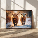 Scottish Highland Cow Horn Farm Wall Art Canvas Print