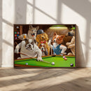 Dogs Playing Pool Canvas Wall Art Funny Gifts Dog Print