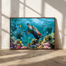 Sea Turtle and Coral Reef Triptych Wall Art – Vibrant