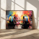 Weightlifting Barbell Art Triptych, Bold Abstract Fitness