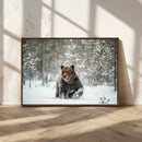 Grizzly Bear Wall Art – Framed Snowy Forest Canvas Artwork, by MyGreatCanvas | Canvas Wall Art Prints | Photo Prints & Wall Decor