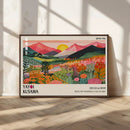 Yayoi Kusama Landscape Canvas Print, Vibrant Floral Mountain Art Print, Framed Botanical Wall Art -