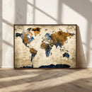 World Map Wall Art – Antique Style Blue and Brown Map Canvas by MyGreatCanvas | Canvas Wall Art Prints | Photo Prints & Wall Decor