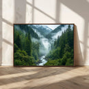 Mountain Forest River Canvas Wall Art Print - Serene Nature