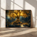 Golden Tree of Life Canvas Wall Art Print - Majestic Glowing