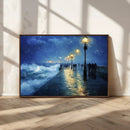 Abstract Stormy Ocean Pier Canvas Wall Art Print | Stormy