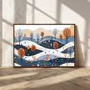Abstract Winter Landscape Canvas Wall Art Print -  Large