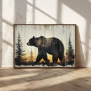 Vintage Bear Wall Art Canvas Print for Farmhouse - Mountain