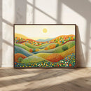 YAYOI KUSAMA Colorful Dot Art Landscape Canvas - Framed