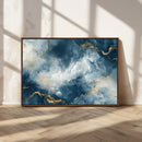 Large Abstract Print - Luxe Blue and Gold Abstract Canvas