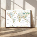 Animal World Map for Kids Room Decor