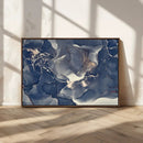 Large Abstract Blue and Gold Canvas Wall Art Fluid Ink