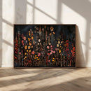 Dark Floral Canvas Wall Art - Moody Botanical Flower Print -