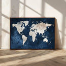 Vintage World Map Canvas Wall Art - Framed Map Print for